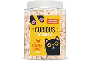 CURIOUS 1 lb Freeze Dried Chicken Breast Cat Treats 100% Natural Chicken Nibbles Allergen-Free & Hypoallergenic for Indoor Cats & Outdoor Nutritious Grain Free for Cats 454g