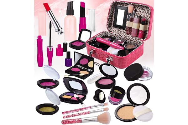 STAY GENT Faux Maquillage Enfant Jouet pour Filles, Faux Maquillage Kit avec Cosmétique Sac pour Prétend Enfants Rôle Jouer Fille Cadeau pour Plus de 3 Ans Anniversaire Noël (Pas de Vrai Maquillage)