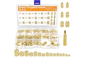 YOMKILU 367 Pezzi Inserti Filettati a Caldo, M2 M2.5 M3 M4 M5 M6 1/4-20 Inserti Dadi in Ottone, Dadi Zigrinati con Strumento di Inserimento Termico, Inserto Filettato per Stampa 3D Plastica