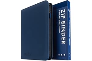 Vault X 9-kieszeniowy segregator na karty kolekcjonerskie z zamkiem, 360 kart, wysokiej jakości materiał Exo-Tec, 20 stron bocznie ładowanych, folder na gry kolekcjonerskie, sportowe, TCG (Niebieski)