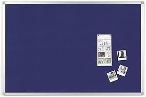 BoardsPlus - Lavagna In Feltro Blu, 105 x 75 cm, Bacheca Con Cornice In Alluminio, Superficie Di Feltro Liscia Blu
