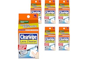 Clearwipe Lens Cleaner 6x pack of 20 Lens Wipes, Microfibre, Biodegradable Wipe, Individually Wrapped, for Glasses, Sunglasses, Smartphones, Screens
