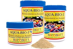 HAPPYKOI Happy Koi Aqua-Bio-5® Milchsäurebakterien (Hochkonzentriert) mit Enzym-Hefezellen Aqua Bio 5 500 ml für 75 Qbm