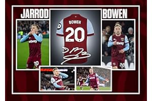 RJR PRINTS Jarrod Bowen - West Ham - Signed A4 Montage Shirt Photo Print Pre Printed Signature Autograph Football Gift