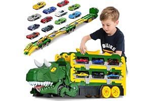Sternstunde Dinosaurie Leksakslastbil, Transport Lastbil Leksaksbilar Med 12 Racerbilar, BäRbar Racerbana Lastbil Leksaksbil, FöR Pojkar I åLdern 3, 4, 5, 6 åR Gamla Barn Pojkar