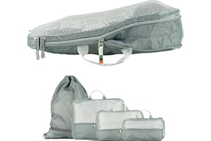 TRAVEL DUDE Zestaw kostek do pakowania z kompresją | kostki do pakowania | zestaw toreb do pakowania i organizer bagażowy do plecaka i walizki (4 szt., Stalowy błękit)