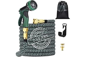 HMIL-U Hose Pipe 100FT Flexible Expandable Garden Hose with 9 Function Hose Pipe Spray Gun Durable 3750D and Double Latex Core Outdoor Water Hose for Gardening Watering Washing