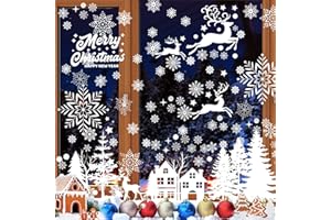 YECNA Fensterbilder Weihnachten,Fensterdeko Schneeflocken Selbstklebend,Schneeflocken Fensterdeko Fensterbilder für Weihnachts-Fenster Dekoration,Fensterscheiben,Vitrinen,Schneeflocken Weihnachtsdeko