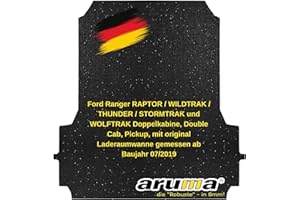 aruma® Antirutschmatte Laderaummatte kompatibel Ford Ranger, Pickup Raptor/WILDTRAK/Thunder/STORMTRAK (2021) / DOKA, mit original Laderaumwanne gemessen ab Baujahr 07/2019-12/2022