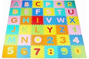 BalanceFrom Tapis de Jeu Puzzle pour Enfant avec Carreaux emboîtables en Mousse EVA, Alphabet (36 Carreaux)