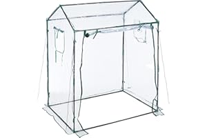 Relaxdays Serra per Orto, Telo in PVC, Porta e Finestre Avvolgibili, HxLxP: 152x132x92 cm, Giardinaggio, Trasparente, 1 pz