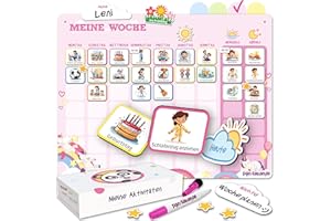 ‎PANDABANDE PANDABANDE® 2-in-1 Routine & Wochenplaner Kinder [XL Box, Routinen, 202 Magnete] - Aufgabenplaner für mehr Selbstständigkeit & Organisation - Idealer magnetischer Wochenplan, Tagesplaner (Einhörner)