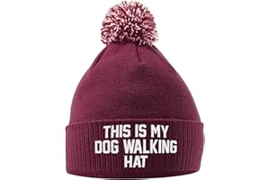 Purple Print House This is My Dog Walking Hat Bobble Hat, Birthday Accessories New Puppy Gifts Warm Winter Knitted Beanie Hat with Faux Fur Pom Pom for Womens Kids Girls Boys and Men