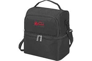 Vinsani 7L Dual Compartment Lunch Bag with Ice Pack Cooler Bag Large Capacity Double Decker Insulated Picnic Storage Bag Foldable Leakproof & Portable Suitable for Picnic Camping Beach Car Outdoor