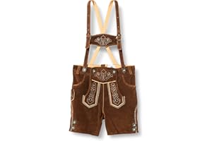 Isar-Trachten Jungen Kinderlederhose kurz braun Bestickt, Kamel (braun), 68