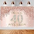 Excelloon Large Cheers to 40 Years Birthday Decorations for Women, Pink Rose Gold Happy 40th Birthday Banner Backdrop Party Supplies, Forty Birthday Poster Background Sign Decor
