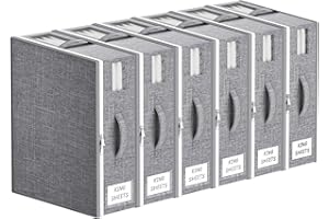 Lifewit Lot de 6 Grands Sacs Rangement Drap de Lit Pliables, Boite Parure de Lit avec 2 Fenêtres Transparentes et 1 Étiquette, Organisateur Drap, Range Housse Couette, Couverture, 38 × 33 × 12 cm