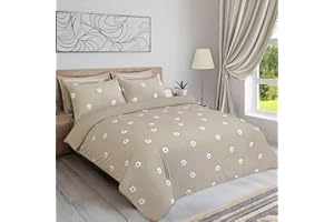 LYMA Bedding Duvet Cover Set Double Daisy Tufted, OEKO-TEX Certified, Ultra Soft NanoPlush Double Brushed Quick Dry Fabric & Button Closure, Wrinkle Fade Resistant Quilt Cover with Pillowcases (Beige)