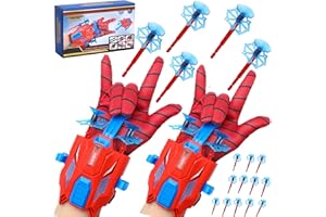 AOFENTOP Spider Web Shooters for Kids - Web Shooters With 2 Launch Ports Web Toys Super Hero Gift with Spider Gloves Launcher Wrist Toys Set Suction Disk Soft Bullets for Boy Girl Age 3+ (2PCS)