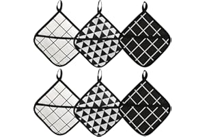 DABBOO 6 Pezzi Presine Festa Della Multifunzionale Presine per Pentole Calde Resistente Presine da Cucina Simpatiche Presine Cucina In Cotone 3 Stili per Cucinare e Cuocere (18 Cm X 18 Cm)