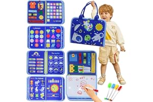 Meafeng Busy Board Montessori 2 3 4 5 6 Anni, Giochi Pannello di Feltro Montessori Board Valigetta, Pannello sensoriale Gioco Bambini educativo Regalo Bambino 2-3 4-6 Anni