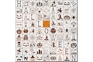EAPIKON 80PCS Plantillas para Pintar Halloween Reutilizables, 7,6 cm Plantillas de Dibujo para Niños, DIY Decoración Halloween, Stencil de Plástico para Manualidades Scrapbooking Muebles Lienzos