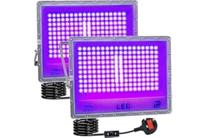 BOSITE Projecteur Lumière Noire 150W, Lumière Noire LED, Etanche IP65 Lumiere UV, 395-405nm, Projecteur UV pour peinture cor Porelleeinture corporelle Halloween Fête fluorescente Noël