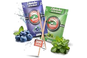 ‎STOXSER Stoxser 300x Zahnstocher mit Geschmack 2er Pack Blaubeere und Mint/Menthol Geschmacksrevolution Zahnstocher Geschmack Kein Kaugummi Unterstützend zu Zahnpasta Zahnsteinentferner Zahnseide Zuckerfrei