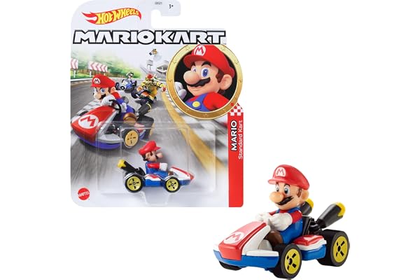 Hot Wheels Mattel Mario Kart Mini-véhicule Mario à l'échelle 1:64, inspiré par Les Personnages et Voitures du Jeu, Jouet pour Enfant, GBG26