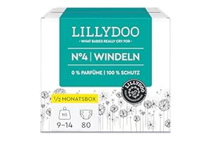 LILLYDOO Pieluchy przyjazne dla skóry rozmiar 4 (9-14 kg) pudełko półmiesięczne (80 pieluch) (FSC-Mix) NEW