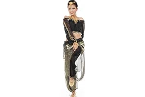 Astage Women's Belly Dance Suit Costume Active Wear Long Sleeve Top Trousers Waist Belt Sets