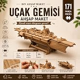 AlgWoodDesign U&ccedil;ak Gemisi Ahşap Maket Seti 171 Par&ccedil;a &ndash; DIY 3D Puzzle Lazer Kesim Deniz Kuvvetleri Koleksiyoner Modeli