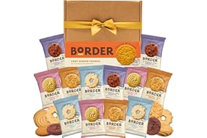 WINDMILL GIFTS Border Biscuits Gift Set Biscuit Hamper (36 Biscuits) - x12 Border Biscuits Twin Packs 4 Varieties Bundled With Border Ginger Biscuits 135g - Biscuit Gift Box