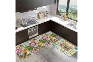 SHUAIG Anti-Rutsch-Küchenmatte Set waschbar Küchenteppich Küchenteppiche Geeignet für Kinderzimmer, Eingangsbereich, Außenbereich, Küche, Foyer. (Style H, 43x75+43x150cm)