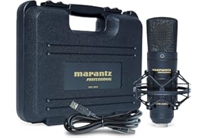 Marantz Professional MPM-2000U - Microfono USB a Condensatore per Gaming, Streaming, Podcast e Registrazioni PC/Mac - Cardioide, Shockmount, Cavo USB e Custodia Inclusi, Nero
