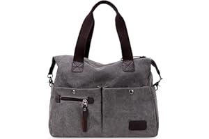 DIRRONA Décontracté Femmes Toile Sac à Main Voyage Sac Messenger Grande Sacs à Bandoulière Femme du Quotidien Multifonction L'école Sac De Toile Gris