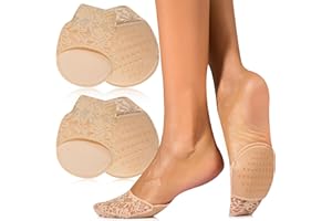 L&D LIVING AND DREAMING 4 Paar Rutschfeste Atmungsaktive Füßlinge für High Heels und Sneaker - Zehlinge für Pumps, Vorderfußpolster & Zehensocken - Komfortable Halbsocken & Schuheinlagen (Beige)