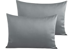 NTBAY 2 Pack 500 Thread Count 100% Egyptian Cotton Toddler Pillowcases, Super Soft and Breathable Envelope Closure Travel Kids Nursery Pillow Cases, 40x60 cm, Dark Grey