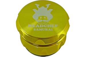 Headchef Samurai Metal Herb and Spices Grinder with Sifter Scraper – 4 Piece Grinder, 55mm (Gold)