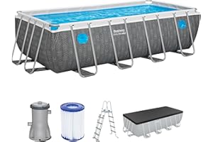 Bestway Piscine Hors Sol rectangulaire Steel Pro Max Splashview - 488 cm x 244 cm x 122 cm - Gris