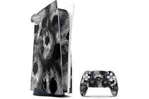 Skins4u Skin Design kompatibel mit Playstation 5 Disk Edition Vinyl Aufkleber Sticker Folie Gaming Case PS5 Cover Konsole Controller Skulls