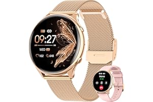 AIMIUVEI Reloj Inteligente Mujer con Llamadas 5.3, 1.39" Smartwatch Mujer con Función Femenina, 120+ Modos Deportes, Pulsómetro, SpO2, Sueño, Caloría, Whatsapp, Podómetro Android iOS Oro, Regalo Mujer