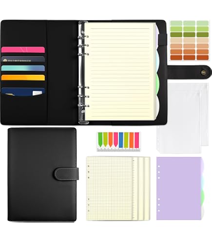 Classeur A5 Rechargeable En Cuir PU - 240 Feuilles Lignées, Pointillées, Quadrillées - Pour Bullet Journal, école