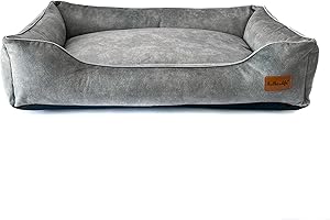 Halkalife Divano per Cani Impermeabile e Resistente all'abrasione. Divano Lussuoso e Glamour per Un Cane o Un Gatto. Letto Morbido per Cani. (M (80x50x18 cm), Grigio)