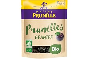 MAÎTRE PRUNILLE - Prunilles Moelleuses Bio Avec Noyaux - Nutri-Score A - Issu De L'Agriculture Biologique - Origine France - Sachet Recyclable - 250 g