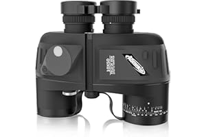 Aomekie Fernglas mit Entfernungsmesser Nachtsicht Kompass 10X50 Ferngläser Feldstecher Wasserdicht BAK4 FMC mit Tasche und Gurt (schwarz)