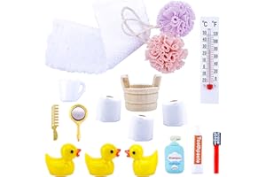 QANMUA Wichtel Zubehör, 17 Stück Miniatur Wichtelzubehör Bade Set, Miniatur Puppenhaus Zubehör Set Miniatur Zubehör für Kinder, Wichtel Wasch Set Badeutensilien für Wichteltür Weihnachten Deko und Puppenhaus