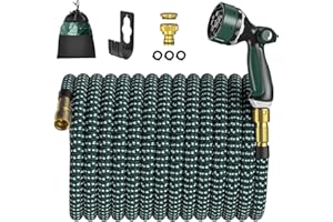 U ULTTY Manguera Extensible de jardín, ULTTY 30M/100FT Manguera de Jardín con 10 Funciones de Aeroso Mangueras Flexibles,Manguera de Jardín con Accesorios de Metal Sólido de 3/4" y 1/2" para jardín Coche