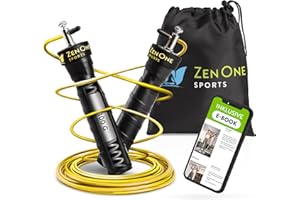 ‎ZENONE SPORTS ZenOne Sports® Springseil I Jump Rope für Erwachsene I Speed Rope mit 360° Kugellager & robustem Stahlseil I 3m Fitness Springseil verstellbar - Ideal für Boxer-, Doppel- Kreuz-Sprung & mehr