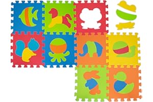 Teorema Giocattoli - Tappeto Puzzle Bambini con Animali Assortiti (9 Pezzi), Tappeto Gioco Bambini Morbido con Gomma EVA Atossica, Tappeto Neonato Educativo, Base Gioco Componibile 32x32cm